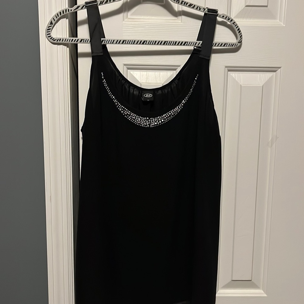 Black chiffon like tank with bling